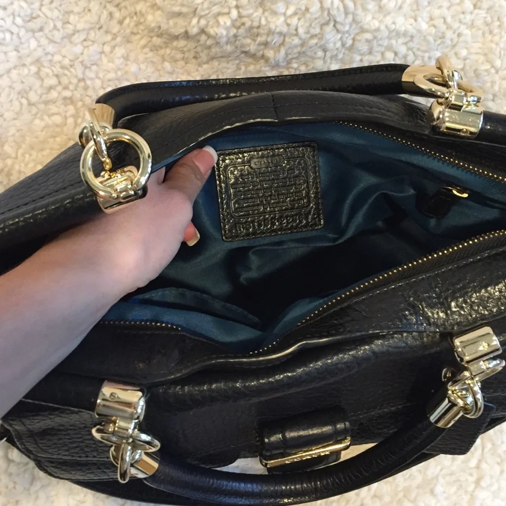 Coach Black Leather Satchel with Gold Hardware